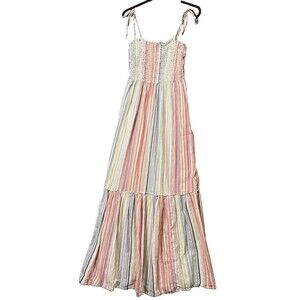 Arizona Jeans Co. Maxi Dress Multicolor 100% Cotton Beachy Boho Flowy Prairie SM